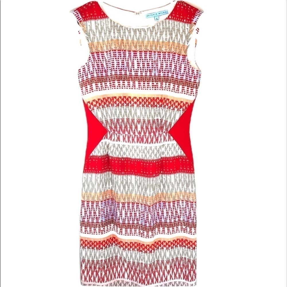 Antonio Melanie - Multicolor Geometric Sleeveless Sheath Mini Dress Size 0